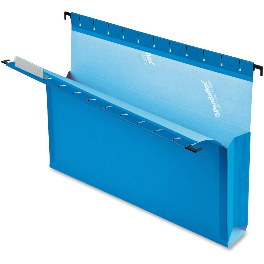 Pendaflex SureHook Letter Recycled Hanging Folder - 8 1/2" x 11" - 3" Expansion - Blue - Slip Resistant, Durable - 10% Recycled - 25 / Box