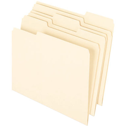 Pendaflex 1/3 Tab Cut Letter Recycled Top Tab File Folder - 8 1/2" x 11" - Top Tab Location - Assorted Tab Position - 11 pt. - Manila - 100% Recycled - 100 / Box