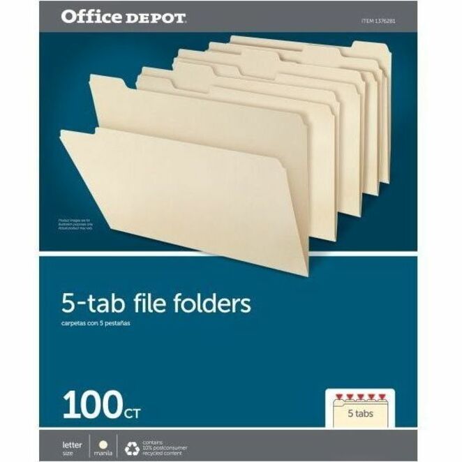 8 1/2" x 11" - 3/4" Expansion - Top Tab Location - Assorted Tab Position - 11 pt. - 1 Plys - Manila - Manila - Corner - 10% Recycled - 100 / Box