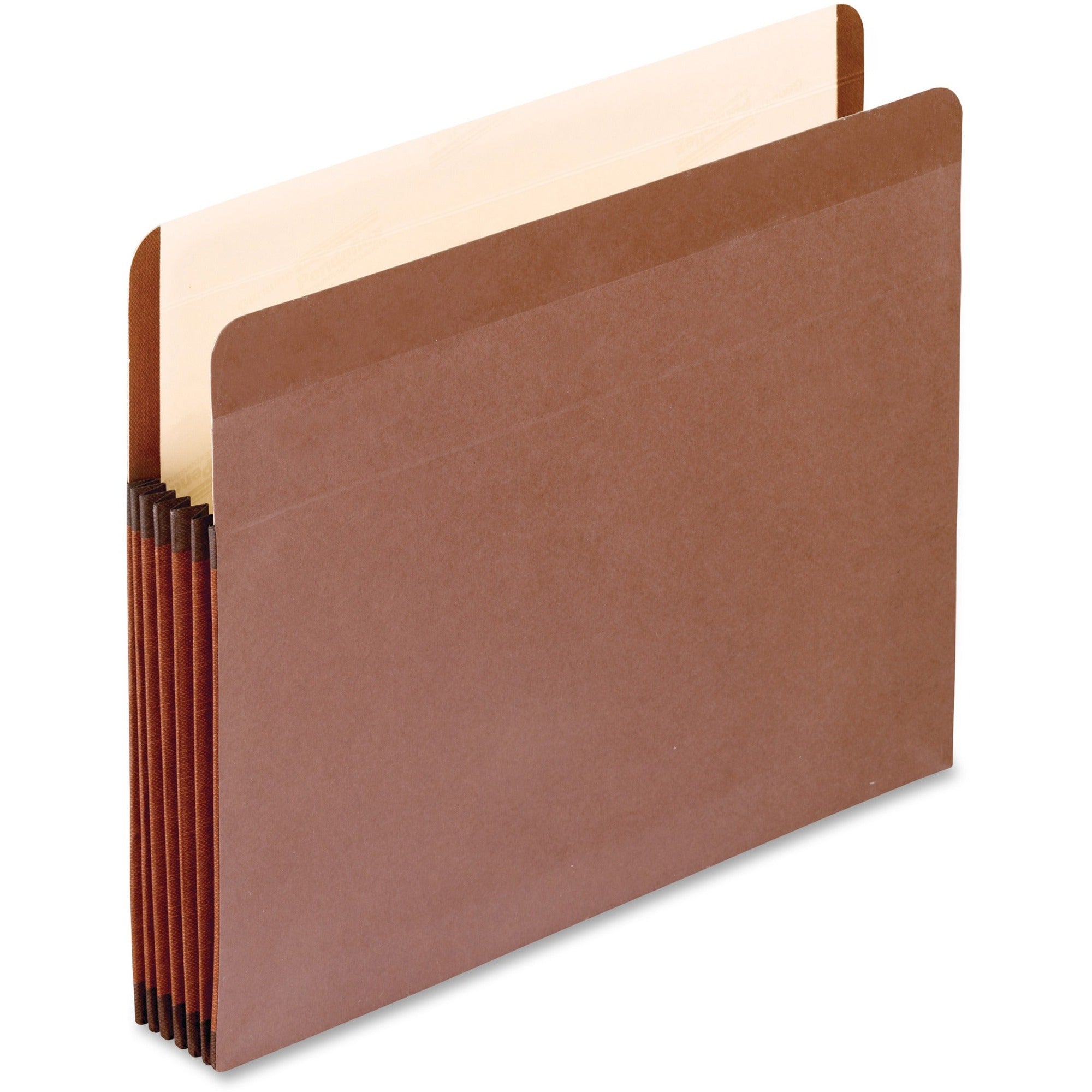 Pendaflex Letter Recycled Expanding File - 8 1/2" x 11" - 5 1/4" Expansion - Polyester, Red Fiber - Red Fiber, Manila - Moisture Resistant, Rip Resistant, Laminated, Spill Proof, Reinforced Gusset, Acid-free - 10% Recycled - 5 / Box
