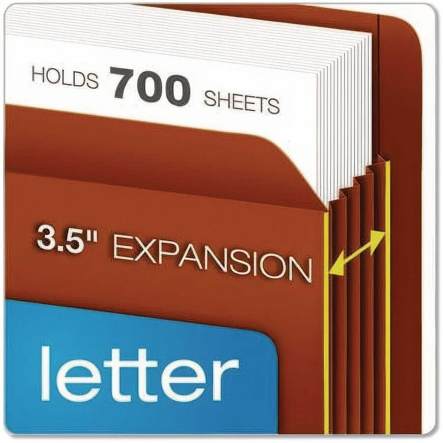 Pendaflex Straight Tab Cut Legal Recycled File Pocket - 8 1/2" x 14" - 1050 Sheets Capacity - 5 1/4" Expansion - End Tab Location - 17 pt. - Red - 1 Each