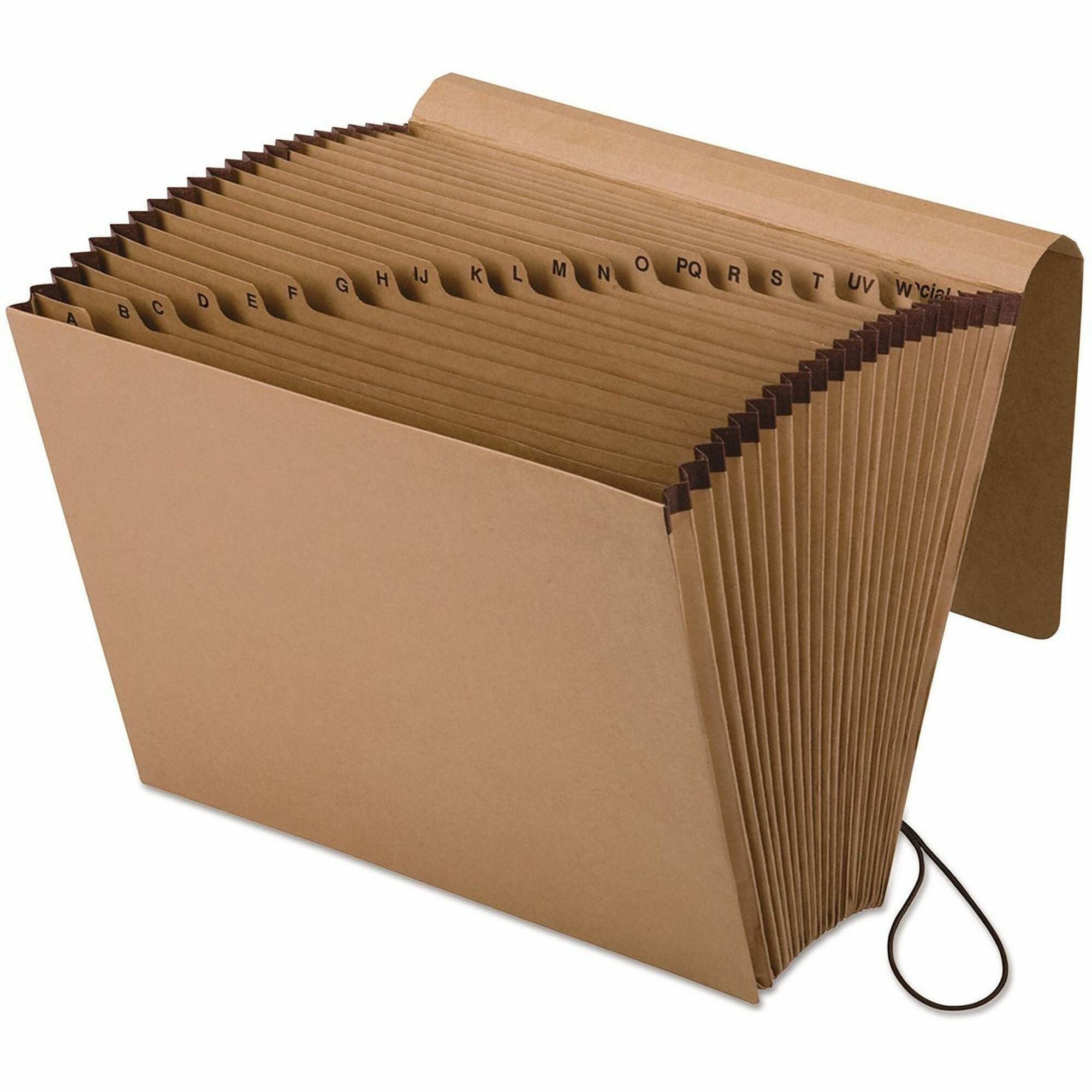 8 1/2" x 11" - 7/8" Expansion - 21 Pocket(s) - Kraft, Tyvek - Brown - Reinforced Gusset, Elastic Closure - 10% Recycled - 1 Each
