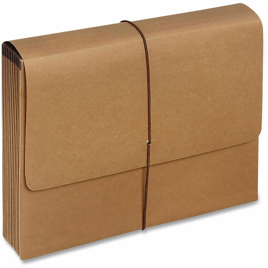 8 1/2" x 11" - 7/8" Expansion - 21 Pocket(s) - Kraft, Tyvek - Brown - Reinforced Gusset, Elastic Closure - 10% Recycled - 1 Each