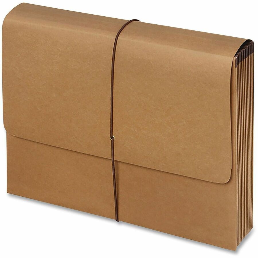 8 1/2" x 11" - 7/8" Expansion - 21 Pocket(s) - Kraft, Tyvek - Brown - Reinforced Gusset, Elastic Closure - 10% Recycled - 1 Each