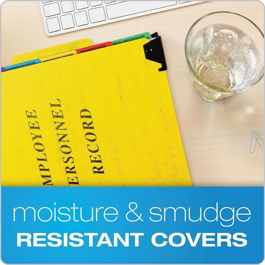 9 1/2" x 11 3/4" - 2" Expansion - 1" for Folder - 5 Divider(s) - 20 pt. - Pressguard - Yellow - Tab Divider, Moisture Resistant, Reinforced Gusset, Rip Resistant - 1 Each