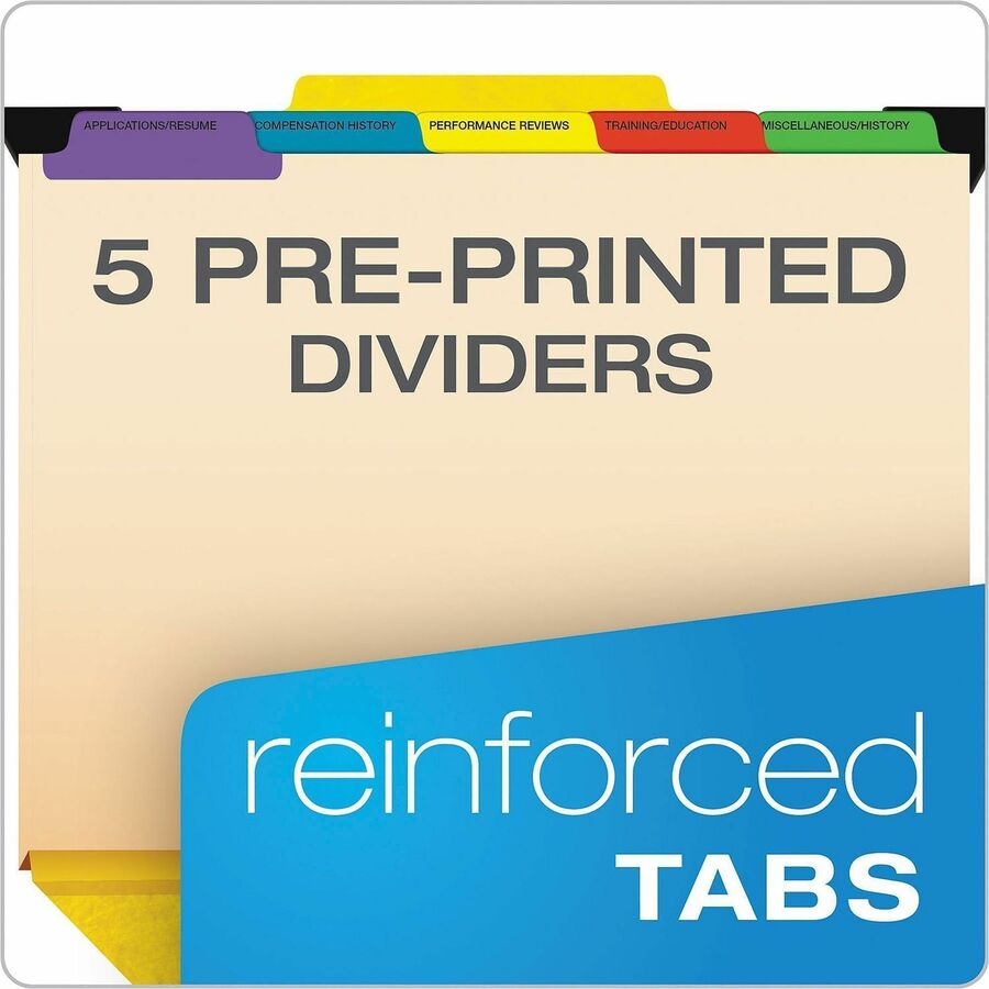 9 1/2" x 11 3/4" - 2" Expansion - 1" for Folder - 5 Divider(s) - 20 pt. - Pressguard - Yellow - Tab Divider, Moisture Resistant, Reinforced Gusset, Rip Resistant - 1 Each