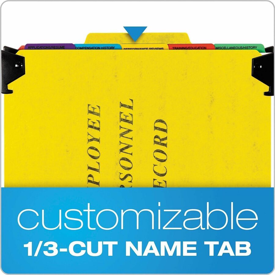 9 1/2" x 11 3/4" - 2" Expansion - 1" for Folder - 5 Divider(s) - 20 pt. - Pressguard - Yellow - Tab Divider, Moisture Resistant, Reinforced Gusset, Rip Resistant - 1 Each