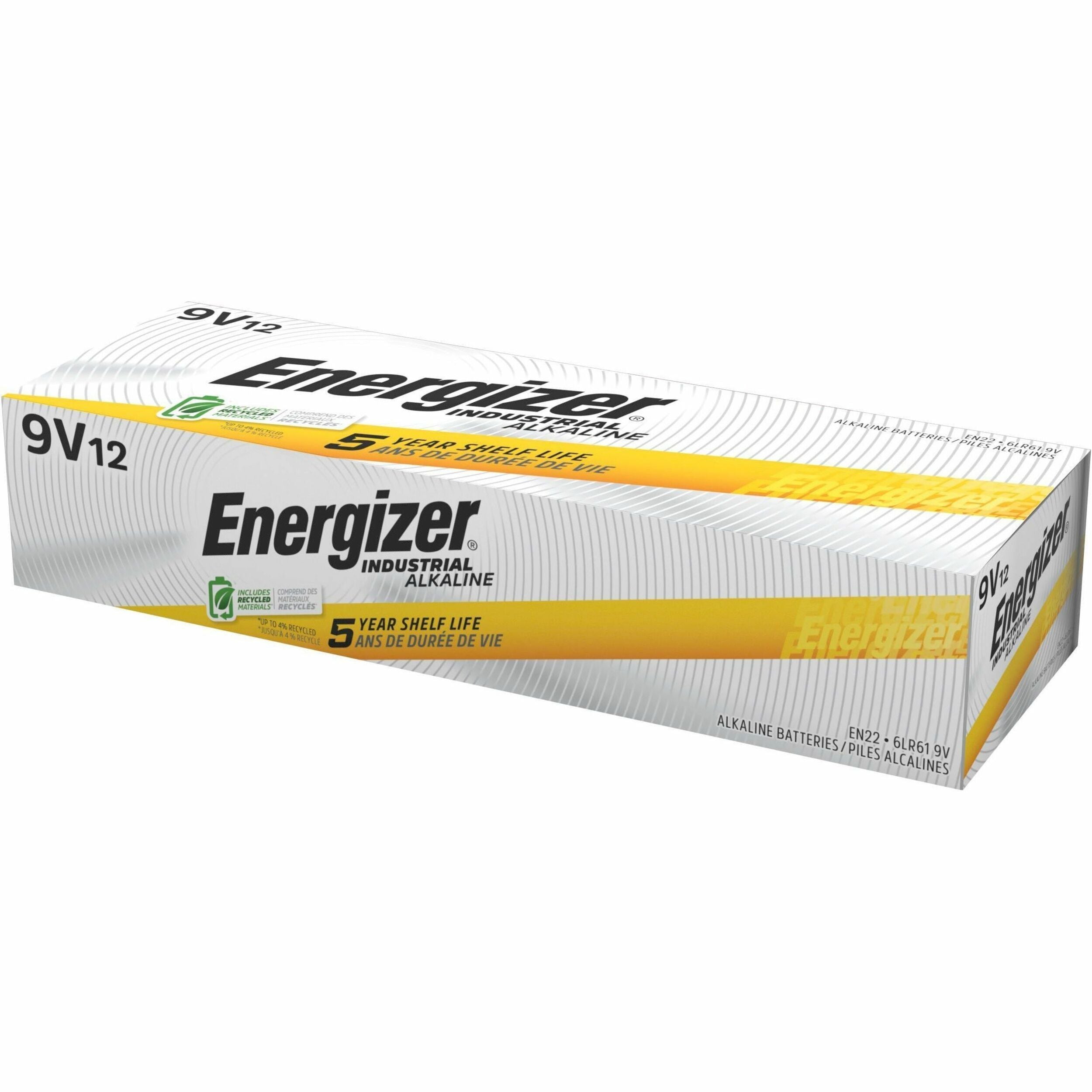 Energizer Industrial Battery - For Gas Detector, Smoke Detector, Stud Finder - 9V - 9 V - 12 / Box