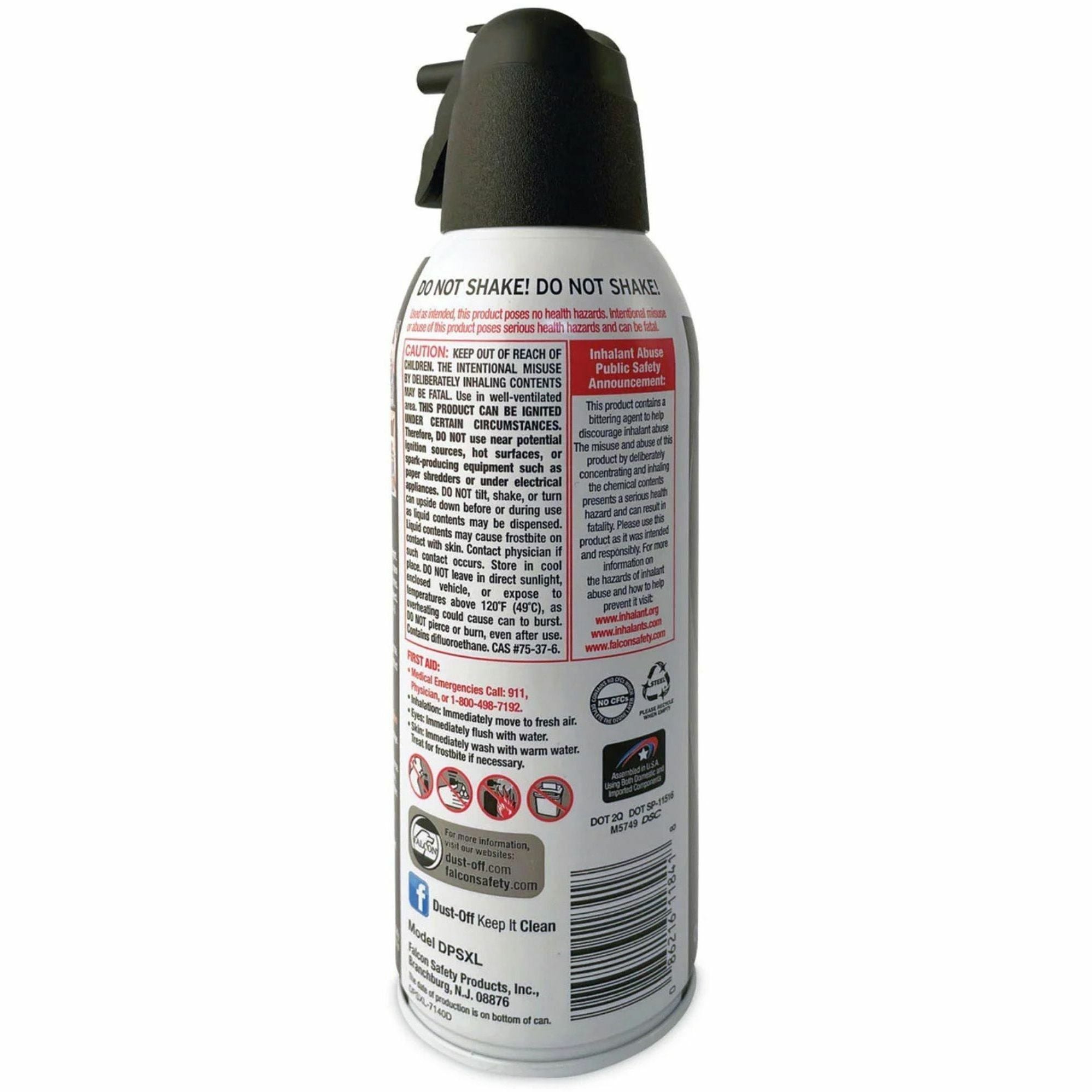 Falcon Dust-Off Compressed Gas Duster - Ozone-safe, Moisture-free - Black - 6 / Pack