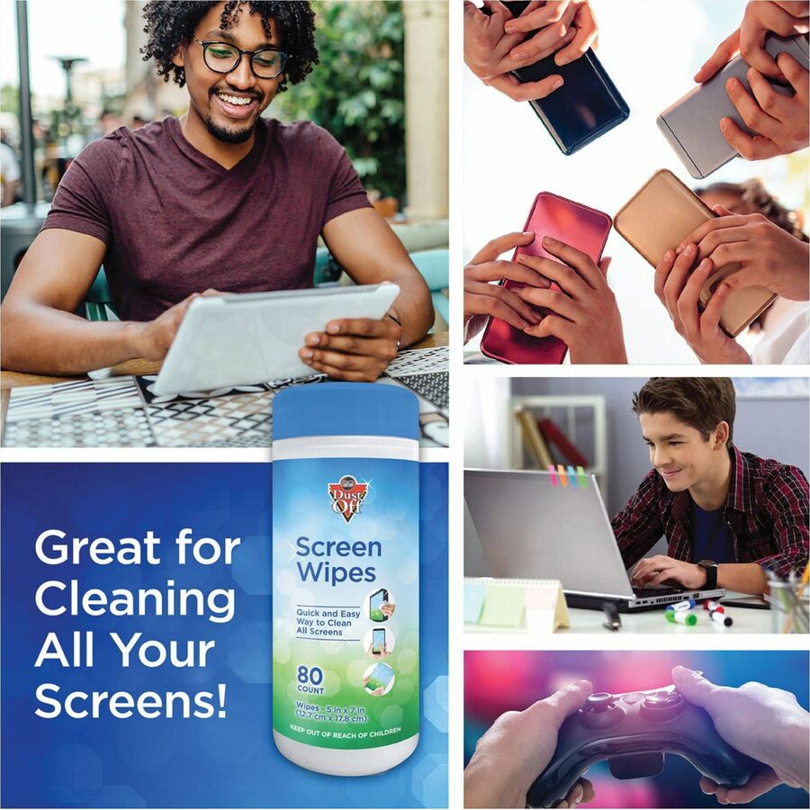 For Monitor - Streak-free, Pre-moistened, Non-abrasive, Alcohol-free, Anti-static - White - 80/Tub - 1 Each