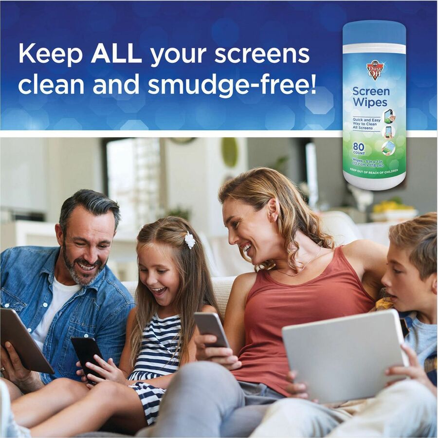 For Monitor - Streak-free, Pre-moistened, Non-abrasive, Alcohol-free, Anti-static - White - 80/Tub - 1 Each