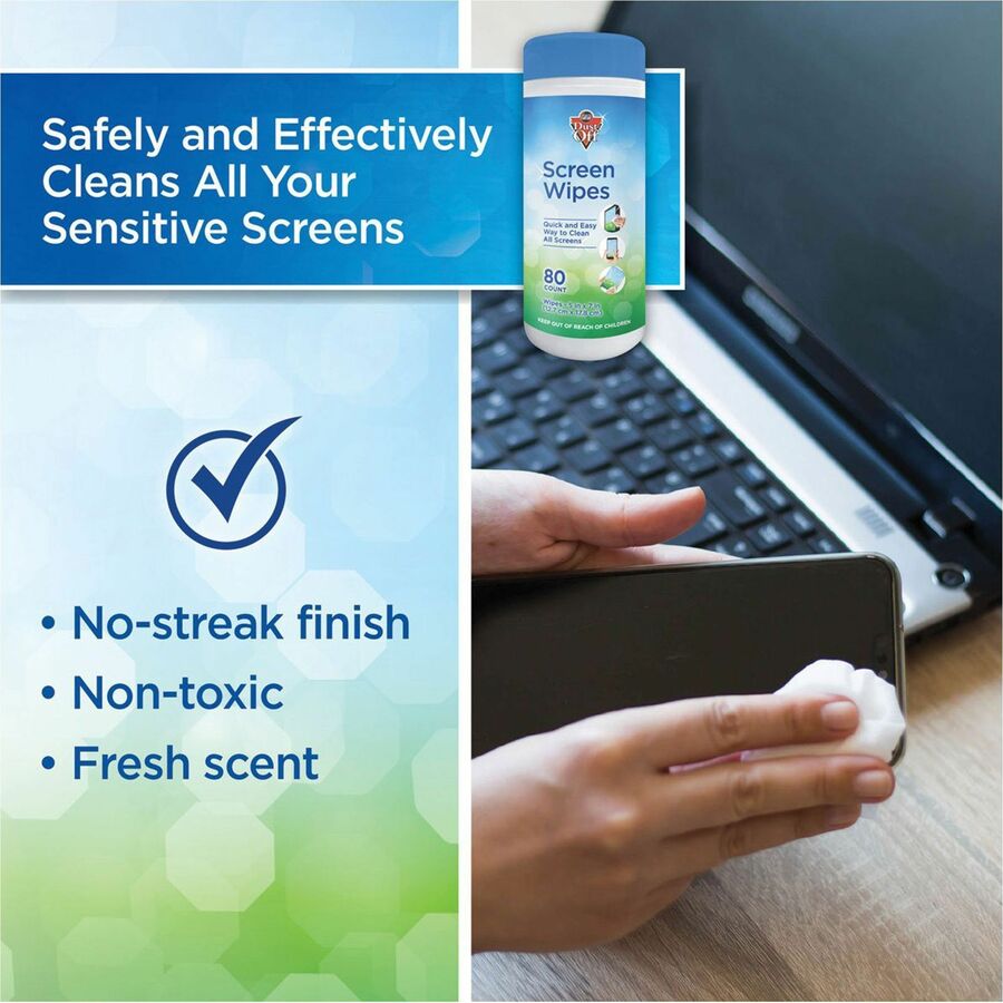 For Monitor - Streak-free, Pre-moistened, Non-abrasive, Alcohol-free, Anti-static - White - 80/Tub - 1 Each