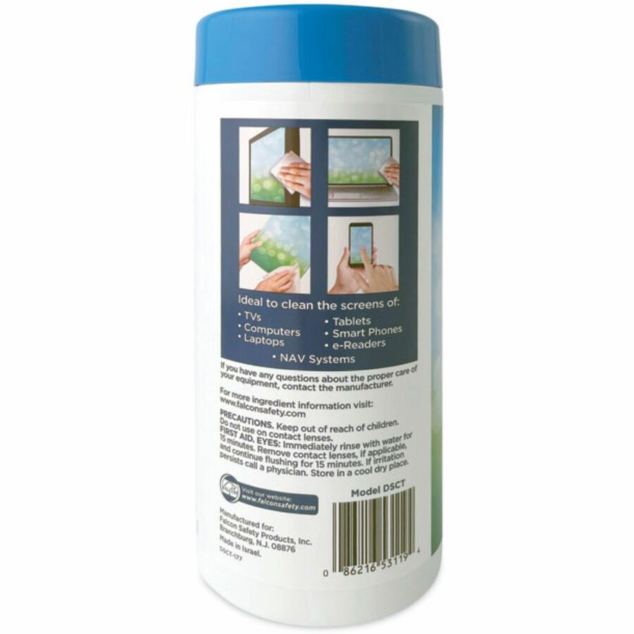 For Monitor - Streak-free, Pre-moistened, Non-abrasive, Alcohol-free, Anti-static - White - 80/Tub - 1 Each
