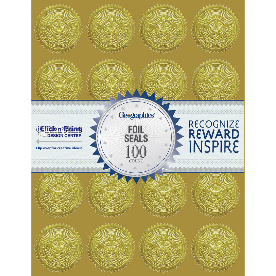 2" Diameter - For Certificate, Note Card, Proposal - Golden - 100 / Pack