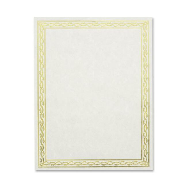 28 lb Basis Weight - 8.5" Width x 11" Length - Inkjet, Laser Compatible - Gold with Gold Border - Parchment Paper - 12 / Pack
