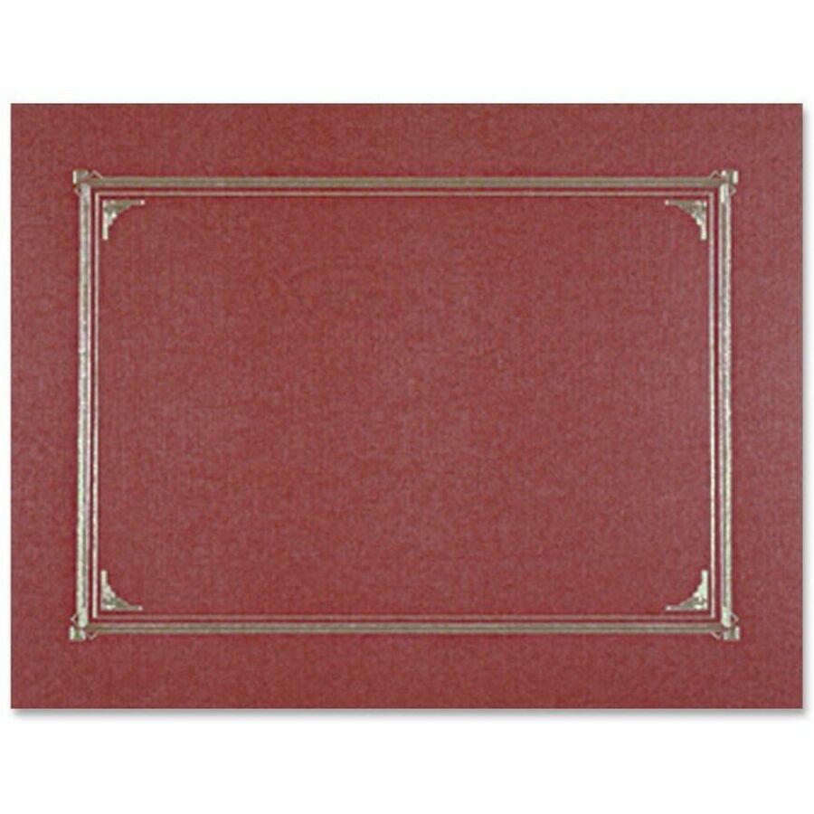 Geographics Letter, A4 Recycled Certificate Holder - 8 1/2" x 11" , 10" x 8" , 8 17/64" x 11 11/16" - Linen - Burgundy - Die-cut, Embossed - 30% Recycled - 6 / Pack