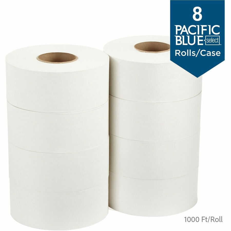 2 Ply1000 ft Length - 9" Roll Diameter - White - 8 / Carton