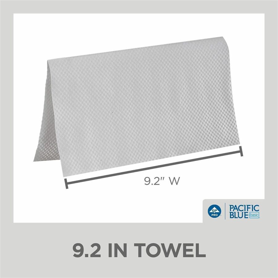 Pacific Blue Basic S-Fold Recycled Paper Towels - 9.25" Width x 10.25" Length - White - 250/Pack - 16 / Carton