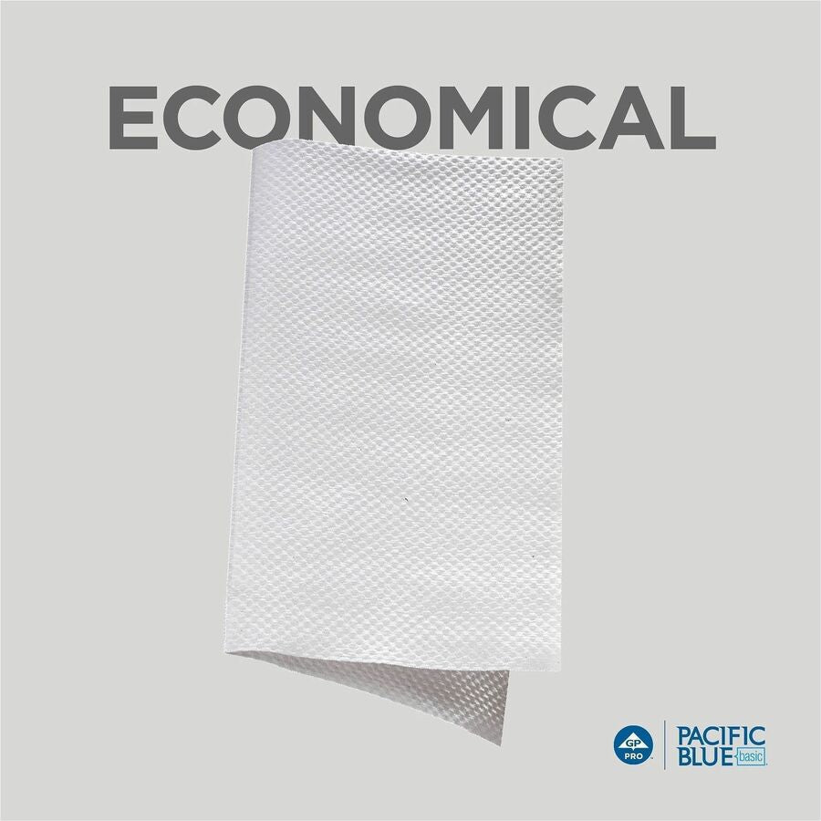 Pacific Blue Basic S-Fold Recycled Paper Towels - 9.25" Width x 10.25" Length - White - 250/Pack - 16 / Carton