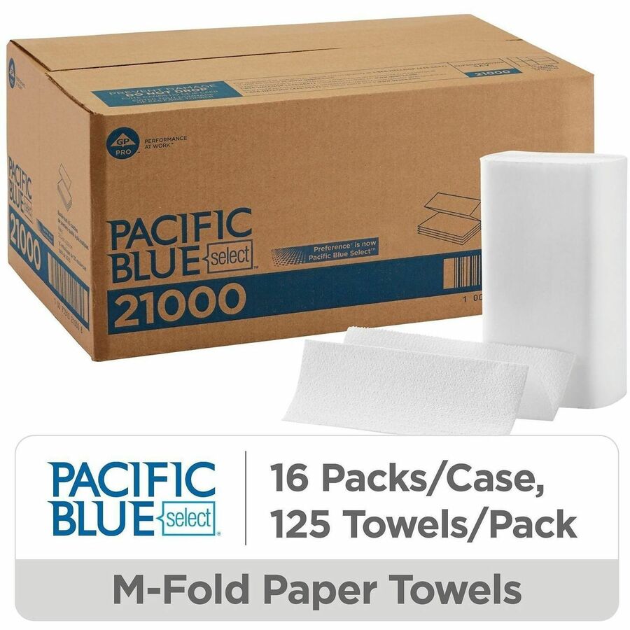 Pacific Blue Select Multifold Premium Paper Towels - 2 Ply - 9.50" Width x 9.25" Length - White - 125/Pack - 16 / Carton