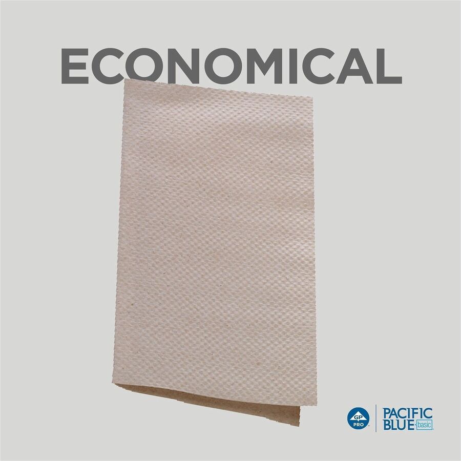 Pacific Blue Basic S-Fold Recycled Paper Towels - 9.25" Width x 10.25" Length - Natural - 250/Pack - 16 / Carton