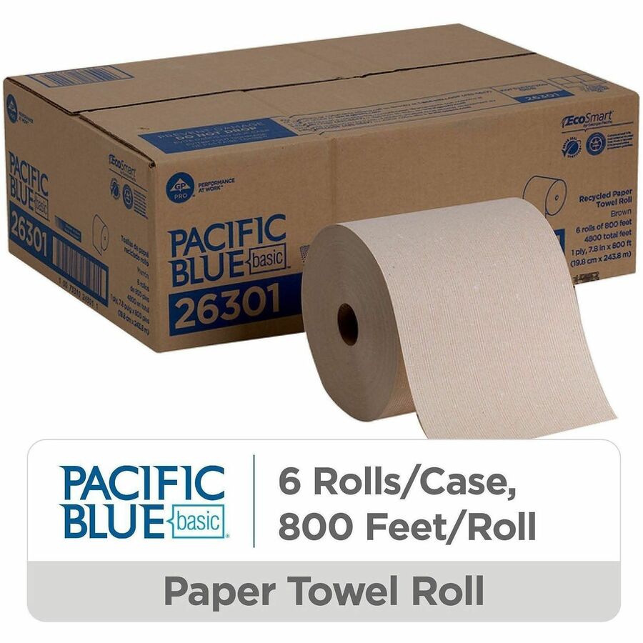 1 Ply - 7.87" Width x 800 ft Length - Brown - 6 / Carton