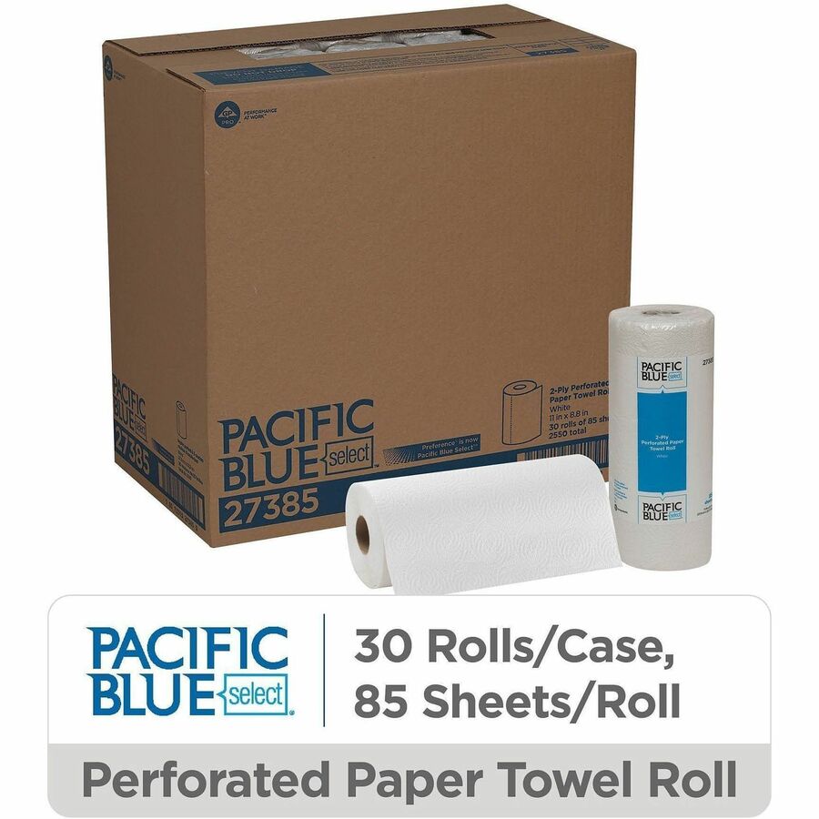 Pacific Blue Select Perforated Paper Towel Roll - 2 Ply - 8.80" Width x 11" Length - 85 Sheets/Roll - White - 1 Roll