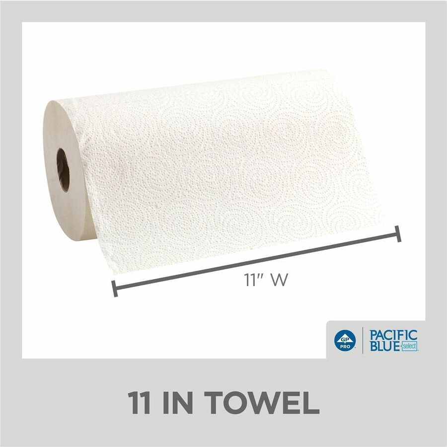 Pacific Blue Select Perforated Paper Towel Roll - 2 Ply - 8.80" Width x 11" Length - 250 Sheets/Roll - White - 12 / Carton