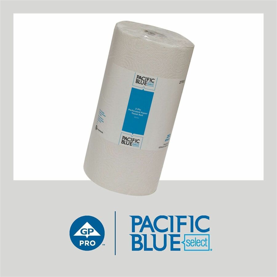 Pacific Blue Select Perforated Paper Towel Roll - 2 Ply - 8.80" Width x 11" Length - 250 Sheets/Roll - White - 12 / Carton