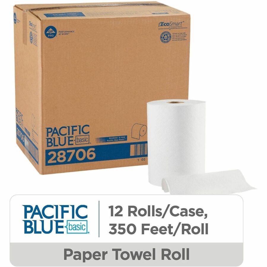 1 Ply - 7.87" Width x 350 ft Length - White - 12 / Carton