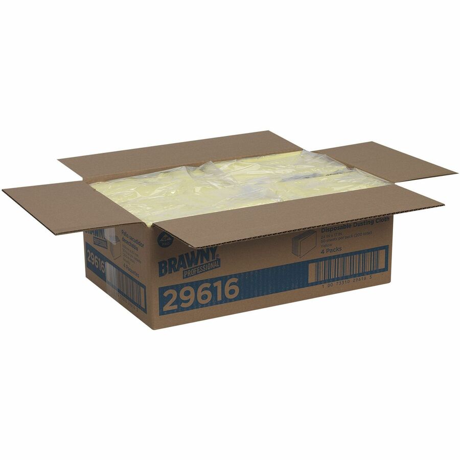 Brawny&reg; Professional Disposable Dusting Cloths - 24" Length x 17" Width - Moisture Resistant, Soft, Strong - Yellow - 50 / Pack