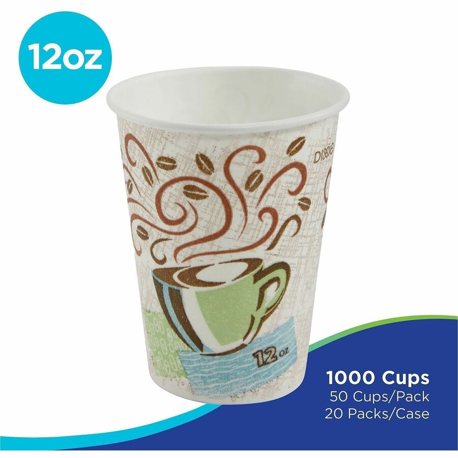 Dixie PerfecTouch 12 oz Insulated Paper Hot Coffee Cups by GP Pro - 12 fl oz - Coffee Haze - Paper - Hot Drink - 50 / Pack