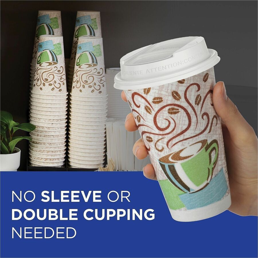 Dixie PerfecTouch 16 oz Insulated Paper Hot Coffee Cups by GP Pro - 16 fl oz - Multi - Paper - Hot Drink, Coffee - 50 / Pack
