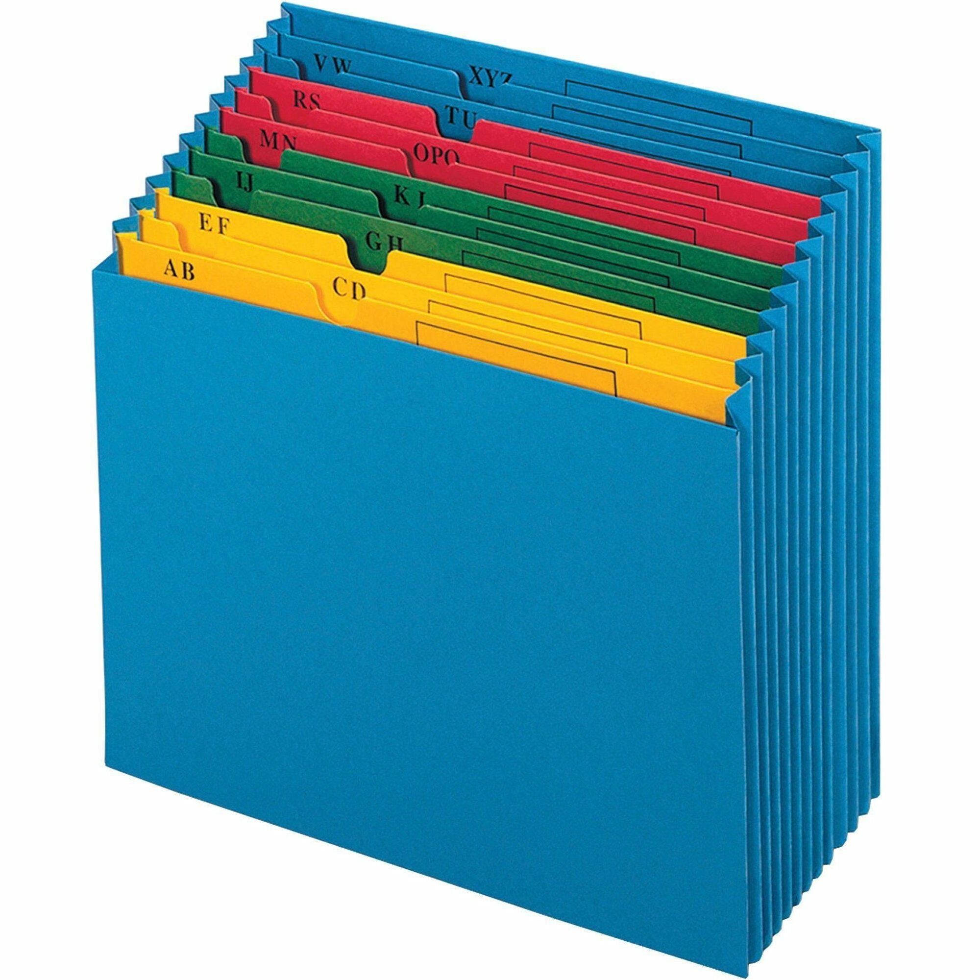 Pendaflex Recycled Expanding File, 11" x 12", 12 Pockets, Blue, Preprinted Tabs, 10% Recycled Content, 1 Each