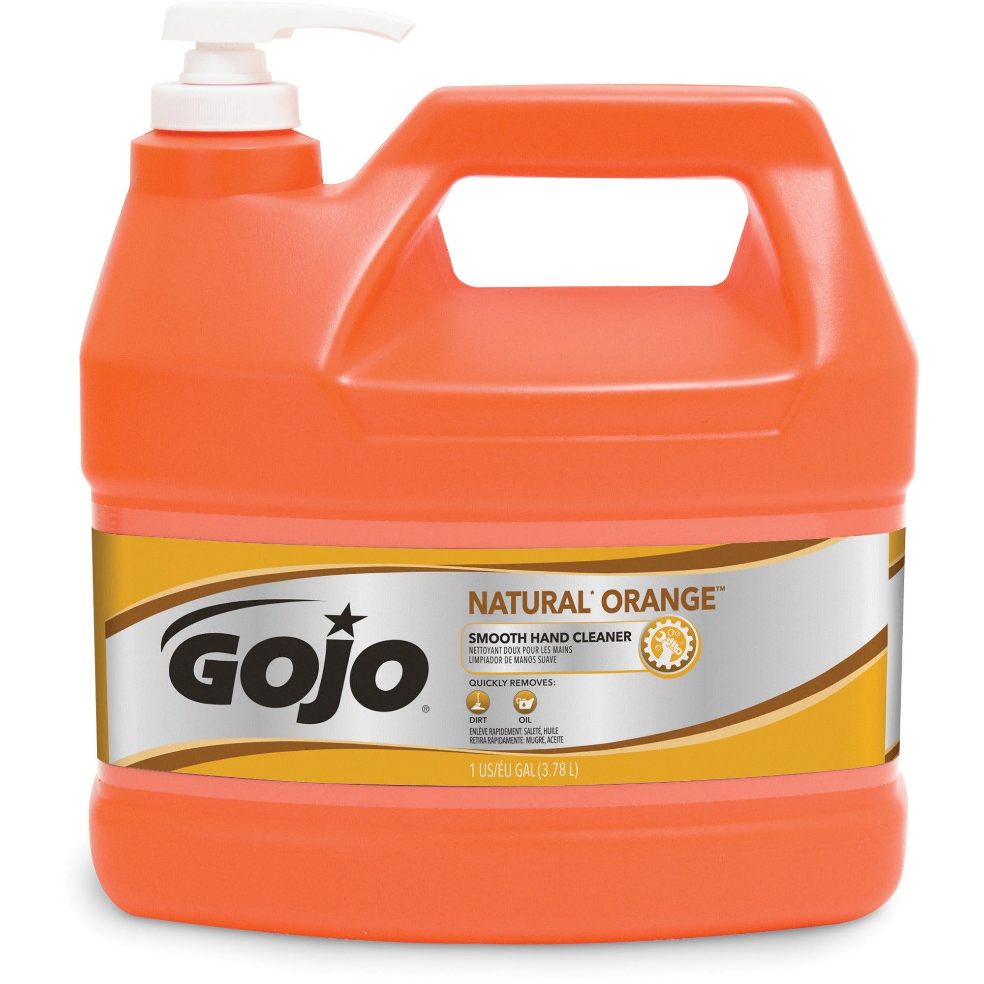 Gojo&reg; Natural Orange Smooth Hand Cleaner - Citrus Scent - 1 gal - Pump Bottle Dispenser - Soil Remover, Dirt Remover, Grease Remover - Hand - Orange - 1 Each