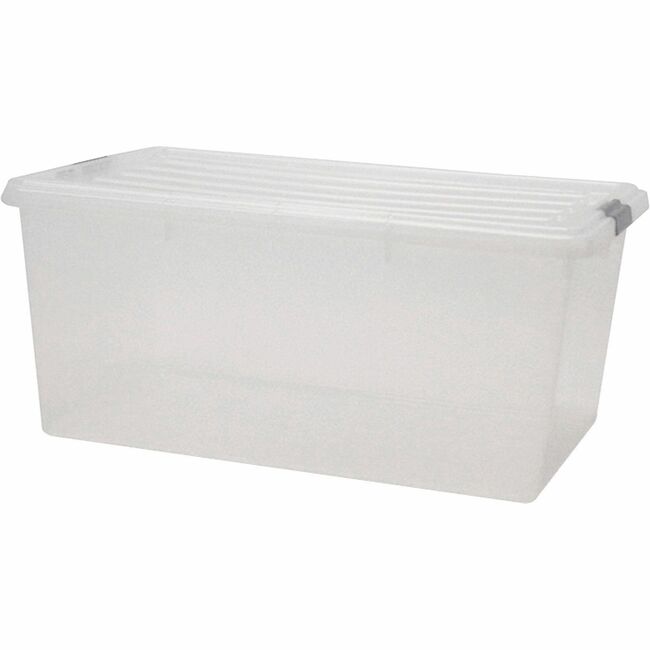 IRIS Clear Storage Boxes with Lids - External Dimensions: 17.5" Width x 26.1" Depth x 11.9" Height - 17 gal - Stackable - Polypropylene - Clear - For Multipurpose - 5 / Carton
