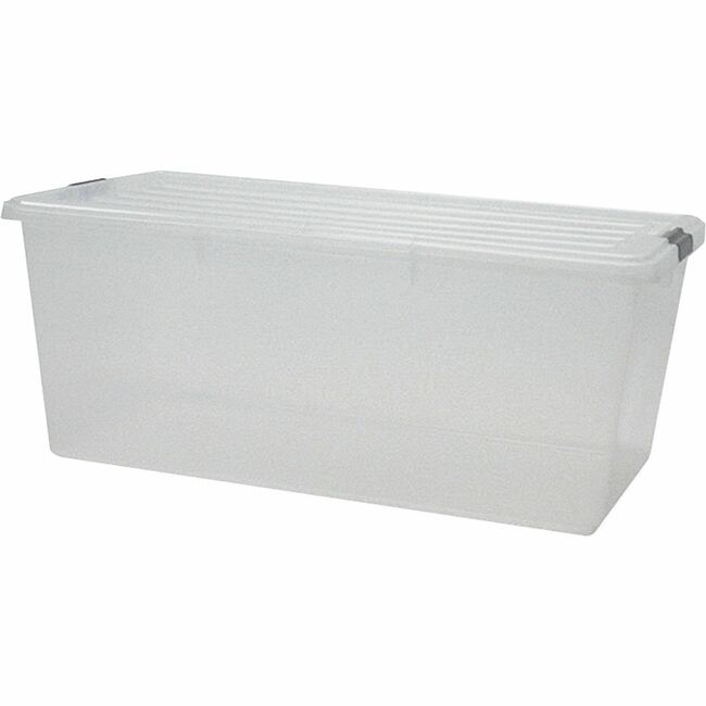 IRIS Clear Storage Boxes with Lids - External Dimensions: 31.5" Width x 17.8" Depth x 13" Height - 22.75 gal - Stackable - Polypropylene - Clear - For Multipurpose - 4 / Carton