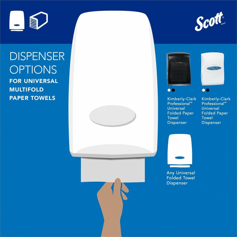 Scott&reg; Multifold Paper Towels with Absorbency Pockets - 9.20" Width x 9.40" Length - White - 250/Pack - 16 / Carton