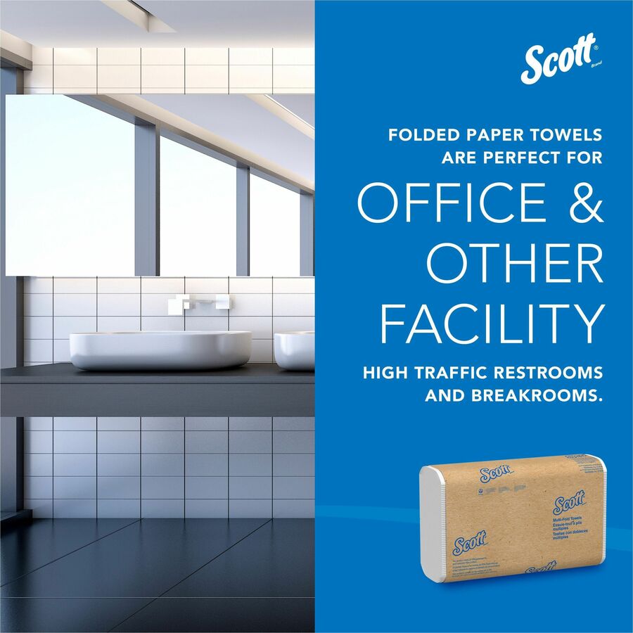 Scott&reg; Multifold Paper Towels with Absorbency Pockets - 9.20" Width x 9.40" Length - White - 250/Pack - 16 / Carton