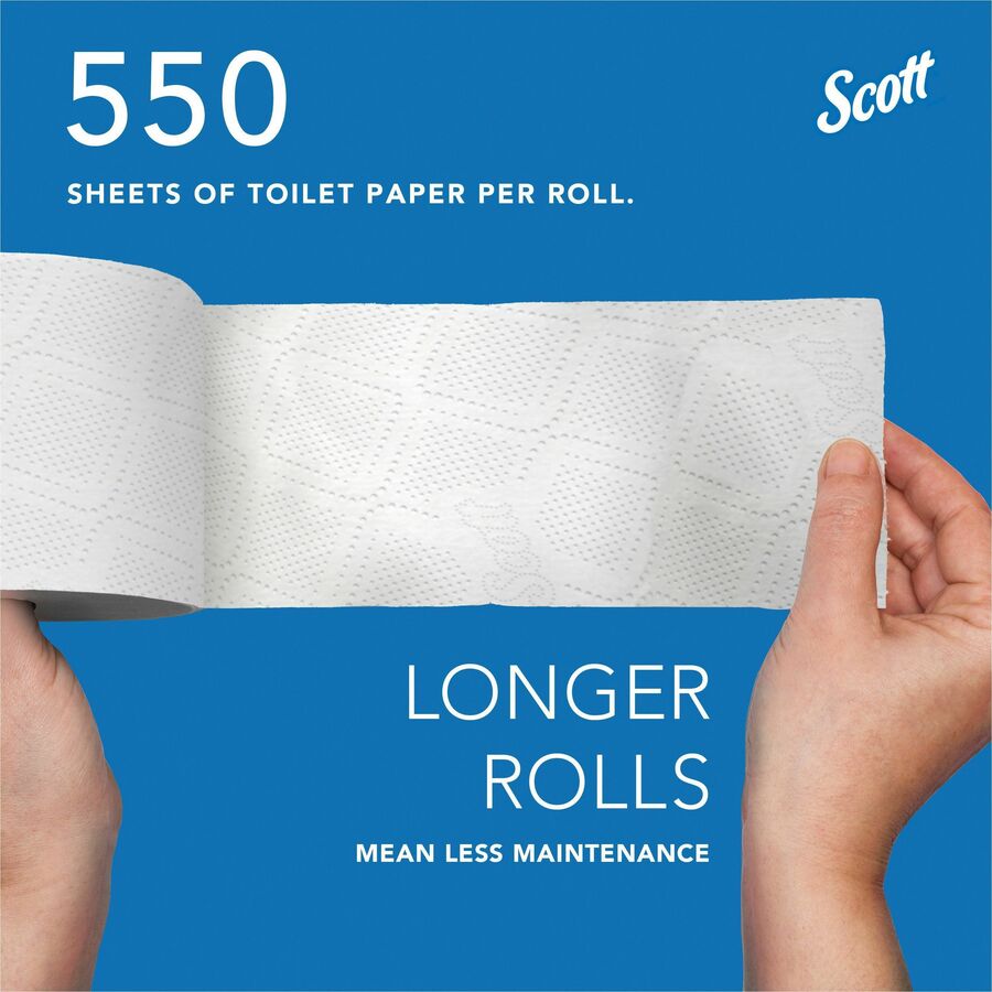 Scott Professional Standard Roll Toilet Paper, 2 Ply, 4" x 4", 550 Sheets per Roll, White, 1 Carton