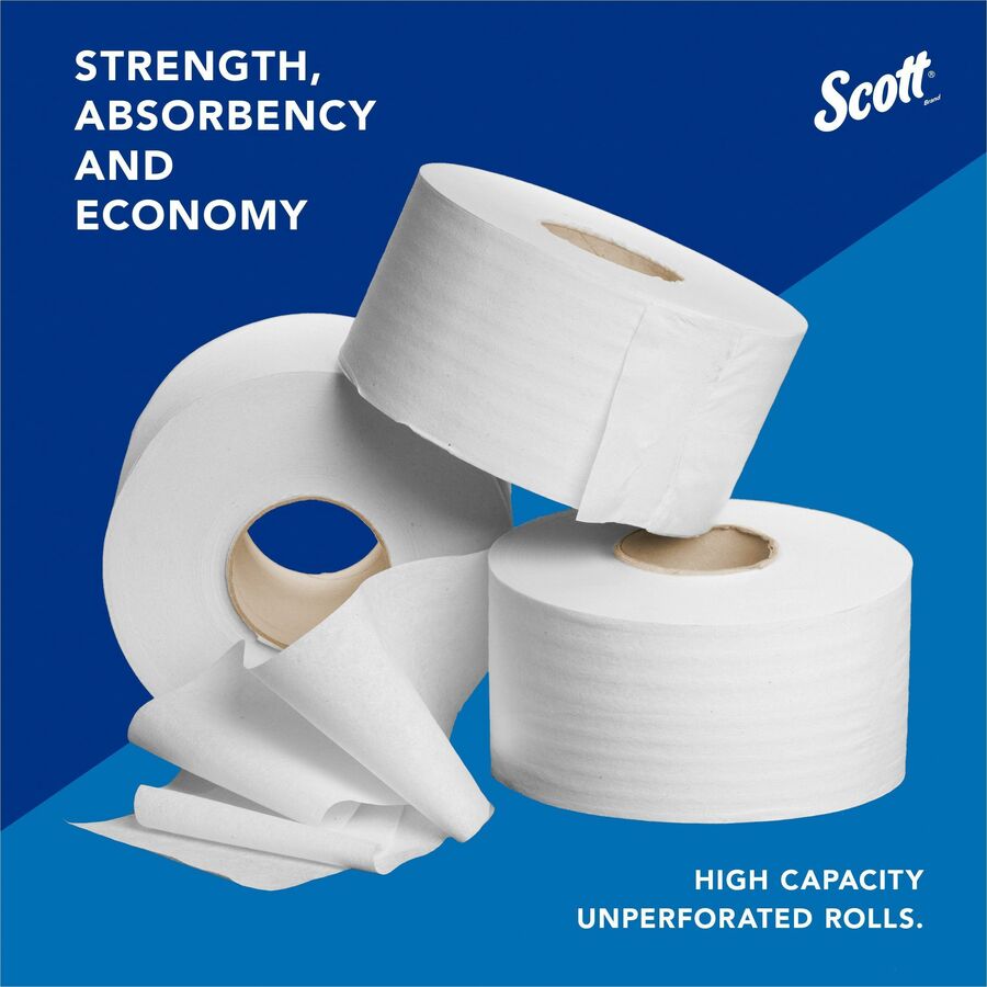Scott High-Capacity Jumbo Roll Toilet Paper - 2 Ply - 3.55" Width x 1000 ft Length - White - 1 Carton