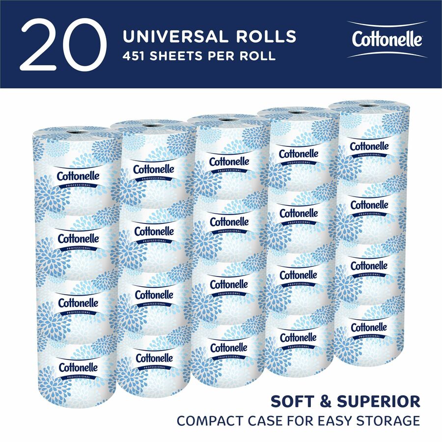 Cottonelle Professional Standard Roll Toilet Paper - 2 Ply - 4" Width x 4" Length - 451 Sheets/Roll - White - 20 / Carton