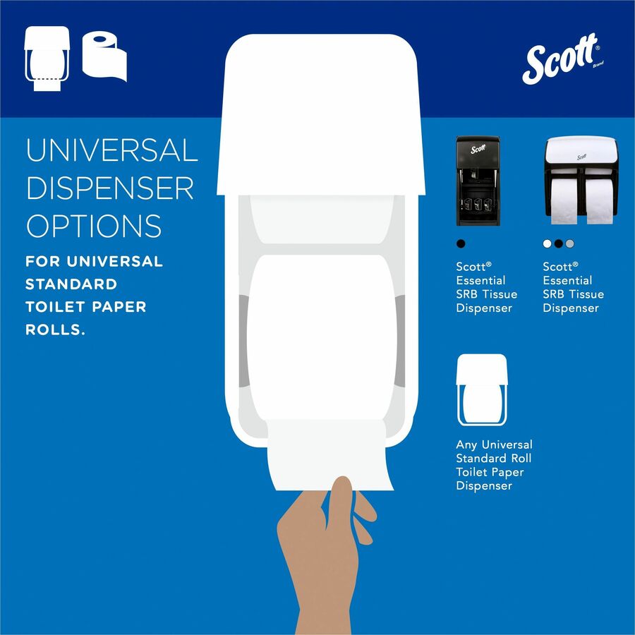 Scott Professional Standard Roll Toilet Paper, 2 Ply, 4" x 4", 550 Sheets per Roll, White, 1 Carton