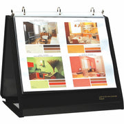 Lion Insta-Cover Round Ring Easel Binder, 3/4" Capacity, Letter Size 8.5" x 11", 3 Round Rings, 40 Pockets, Horizontal, Black, Recycled, Label Holder, Reinforced Sewn Edge, Business Card Holder, 1 Each