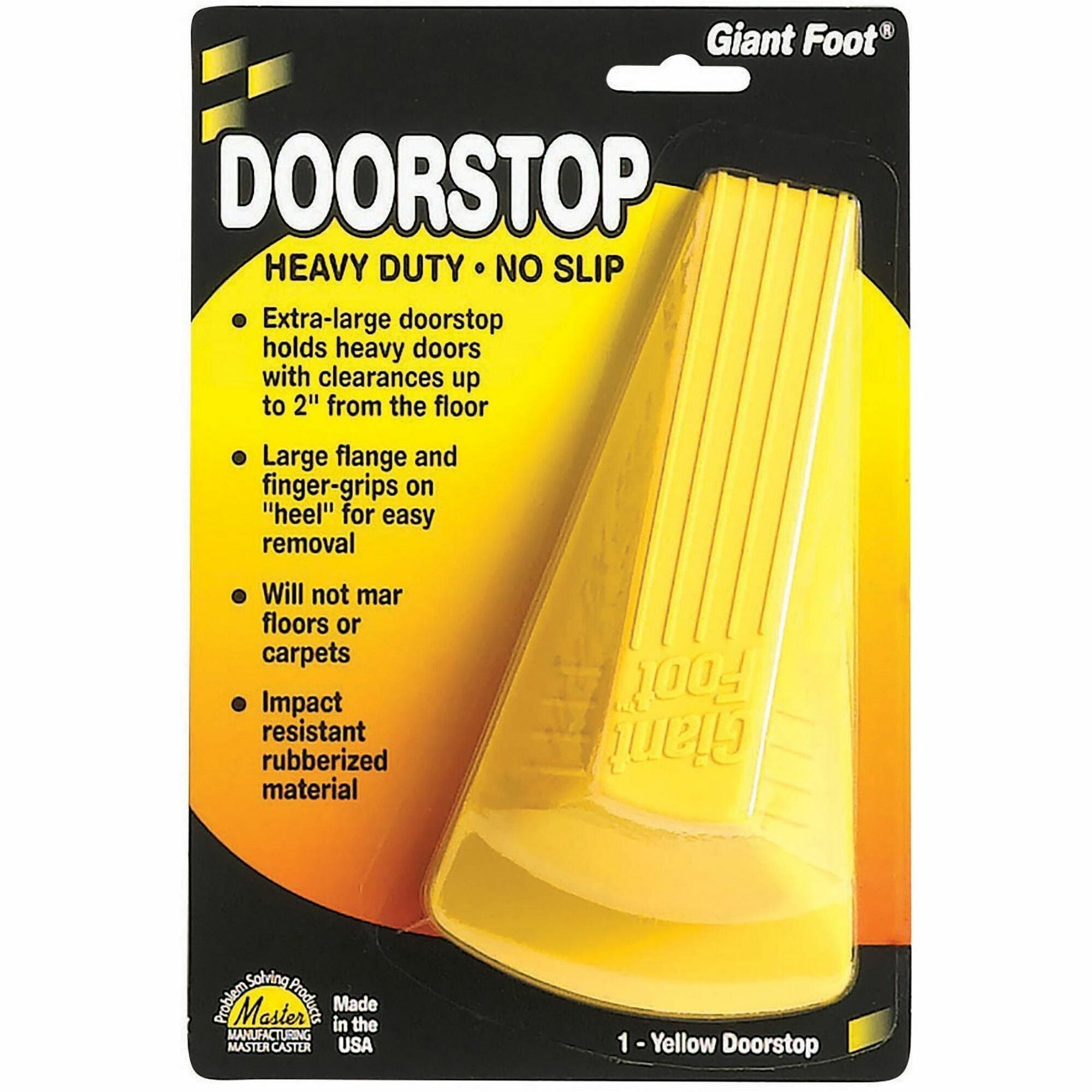 2" Door Clearance - Non-skid Base, Prevent Scratches, Impact Resistant, Non-slip, Heavy Duty, Crush Proof - Rubber, Santoprene, Sanoprene - 2" Height x 3.5" Width - Yellow - 1 Each