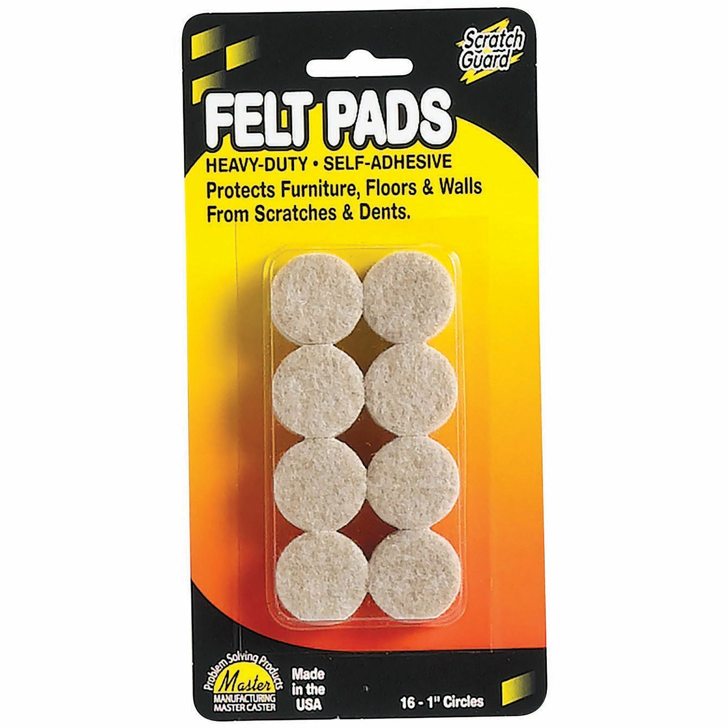Scratch Guard Self-Adhesive Felt Circles - 16 Pad of 1" Diameter - Circle - Self-adhesive - Beige - Polyester Felt - 1Pack