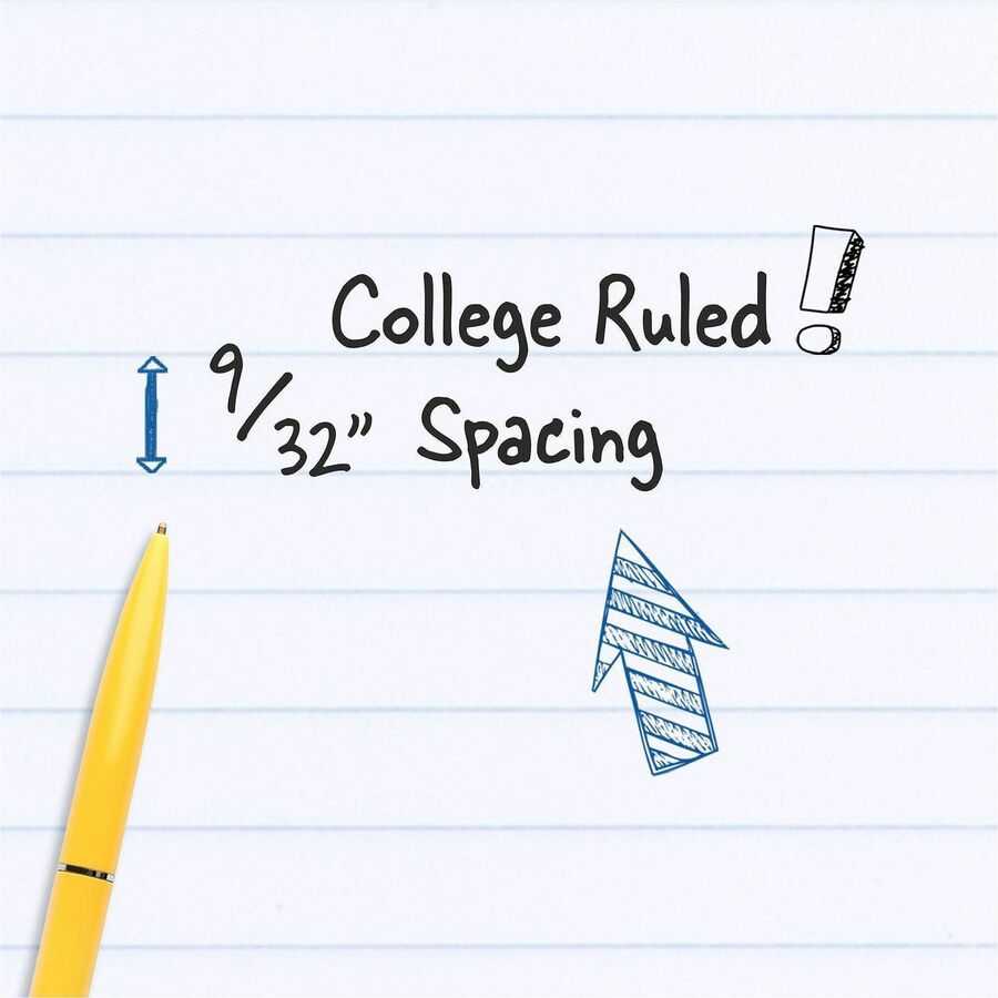 Mead One-subject Spiral Notebook - 100 Sheets - Spiral - College Ruled Front Ruling - 8" x 10 1/2" Sheet Size x 8" Width x 10.5" Length - White Paper - Back Board - 1 Each