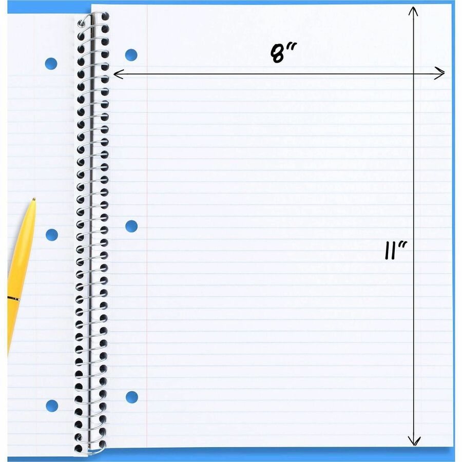 Mead One-subject Spiral Notebook - 100 Sheets - Spiral - College Ruled Front Ruling - 8" x 10 1/2" Sheet Size x 8" Width x 10.5" Length - White Paper - Back Board - 1 Each
