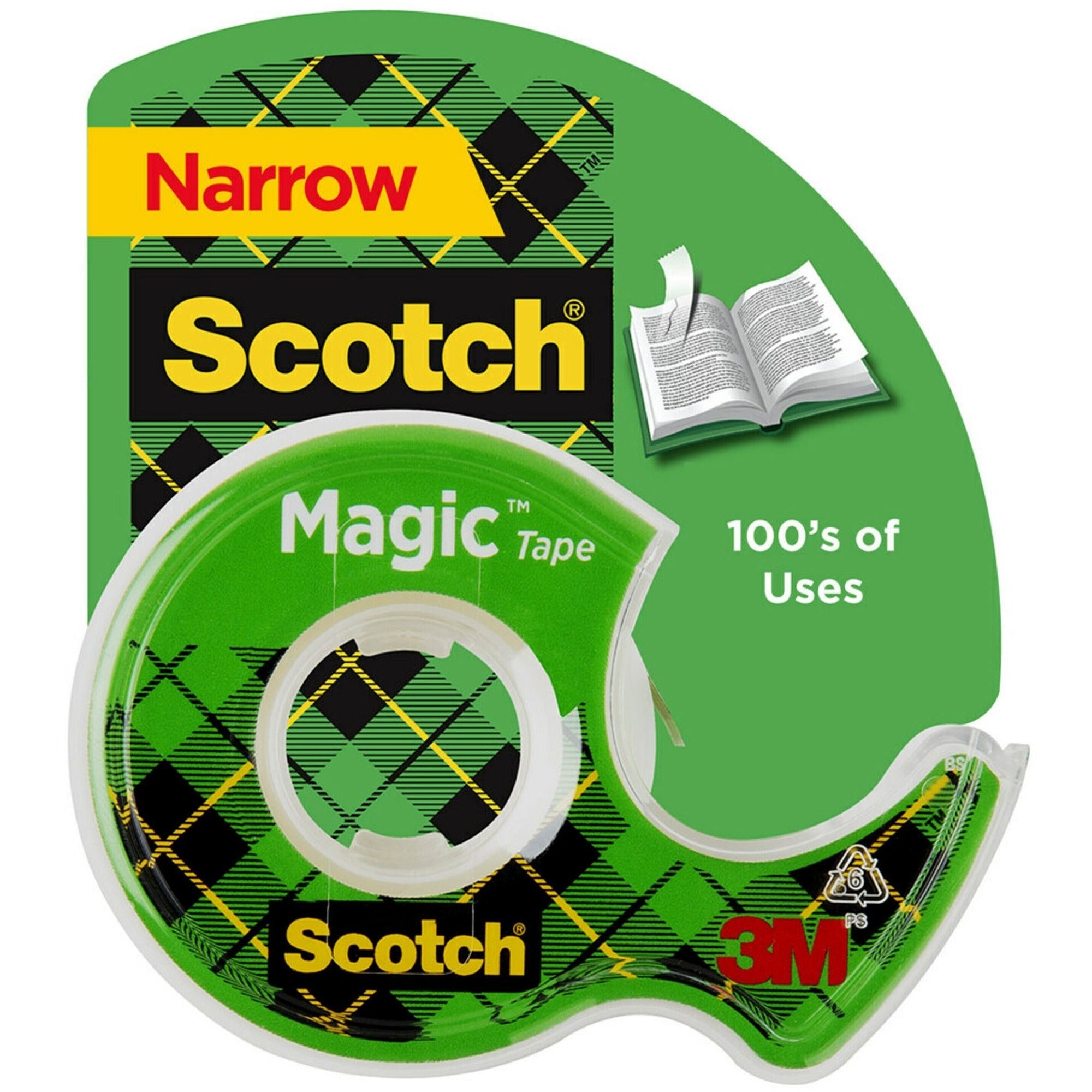 Scotch Dispensing Matte Finish Magic Tape - 22.22 yd Length x 0.50" Width - 1" Core - Clear - Permanent Adhesive Backing - Dispenser Included - Handheld Dispenser - Split Resistant, Tear Resistant - For Mending, Splicing - 1 Roll