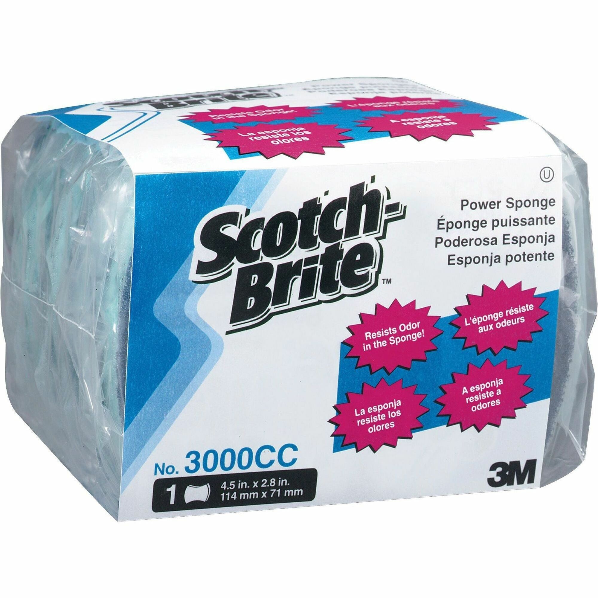 Scotch-Brite Power Sponges - 0.7" Height x 4.5" Width x 2.8" Depth - 1 Pack - Aqua
